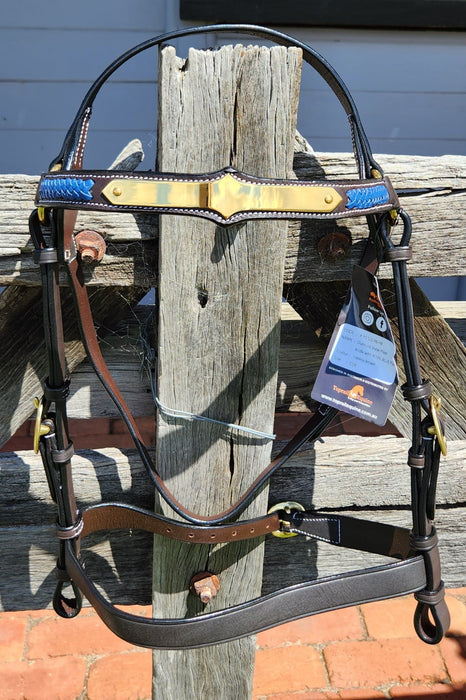 Diamond Show Plate Bridle with Royal Blue Plait Cob