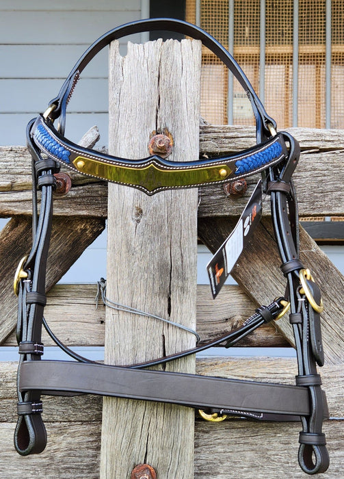 "A" Show Plate Bridle with Royal Blue Plait COB