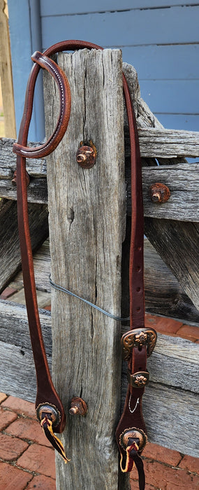 3/4" SLIP EAR HEADSTALL W/ ANTIQUED COPPER BUCKLE