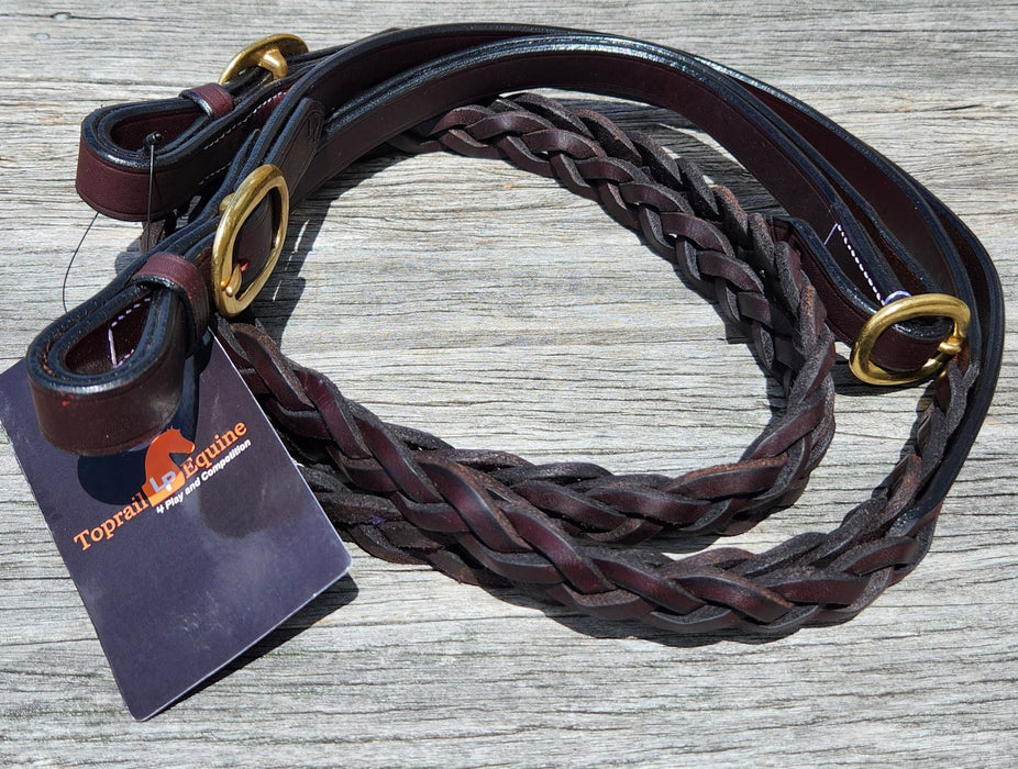 SECRET PLAIT JOINED LEATHER SHOW REINS 5'6"