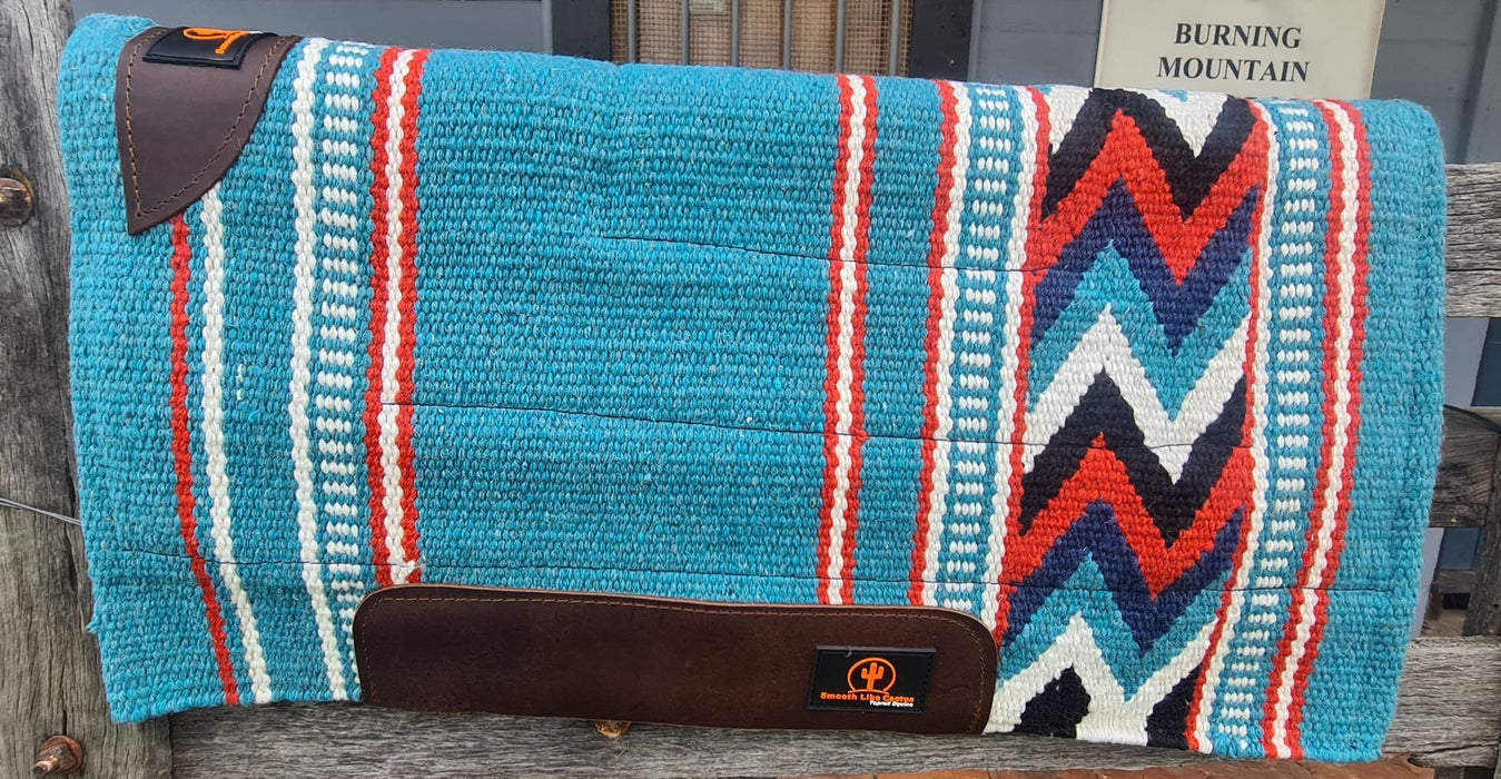 Smooth Like Cactus "BANJO" Wool Saddle Pad - Turquoise