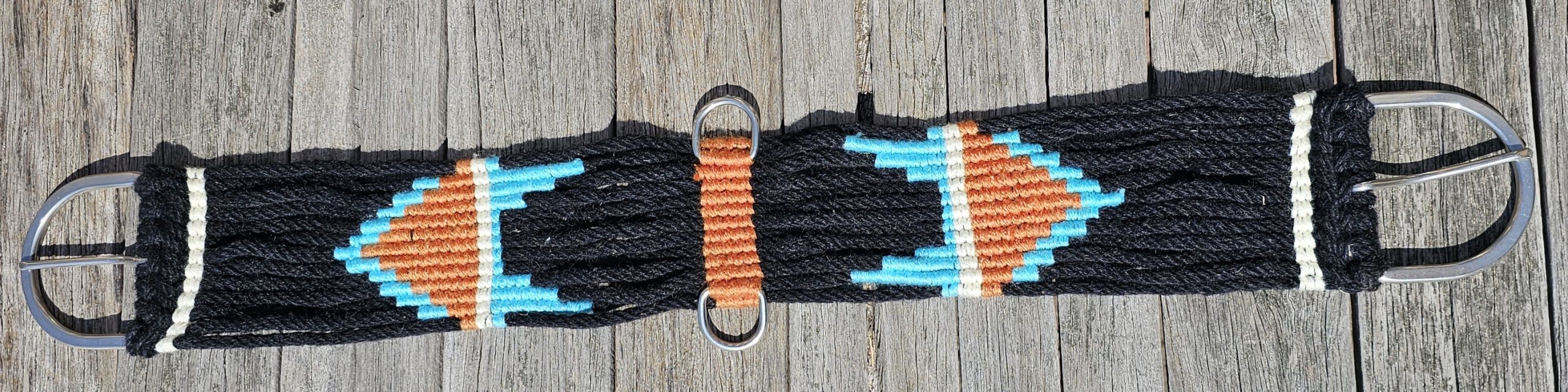 Arizona Cord Girth - Black and Turquoise