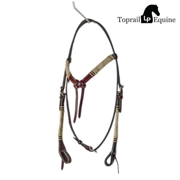 Double Stitched Futurity Knot Rawhide Browband and Check Straps