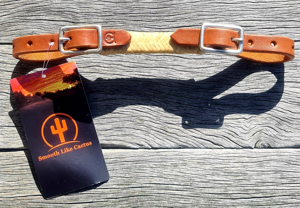 Leather Curb Strap with Rawhide Center